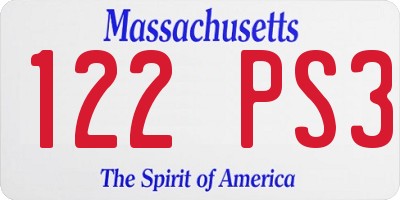 MA license plate 122PS3