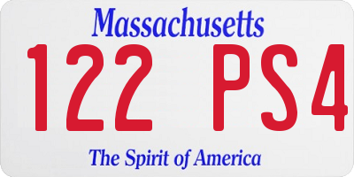 MA license plate 122PS4