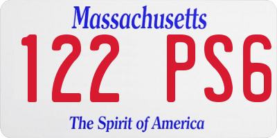 MA license plate 122PS6