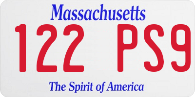 MA license plate 122PS9