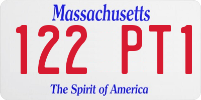 MA license plate 122PT1