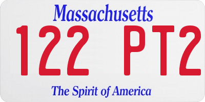 MA license plate 122PT2