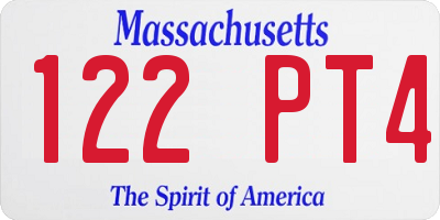 MA license plate 122PT4