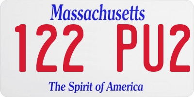 MA license plate 122PU2