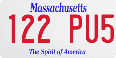 MA license plate 122PU5