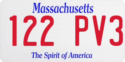 MA license plate 122PV3