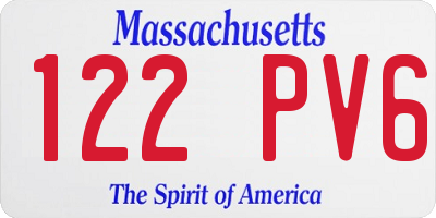 MA license plate 122PV6