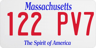 MA license plate 122PV7