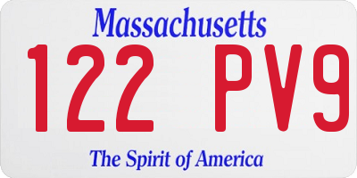 MA license plate 122PV9