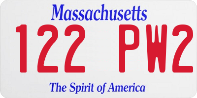 MA license plate 122PW2
