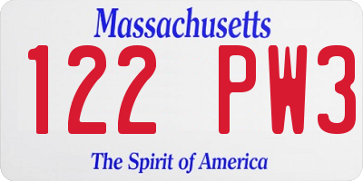MA license plate 122PW3