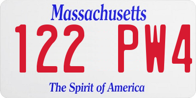 MA license plate 122PW4