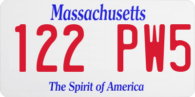 MA license plate 122PW5