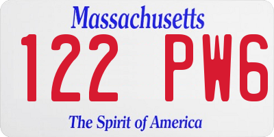MA license plate 122PW6