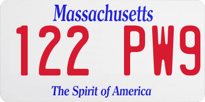 MA license plate 122PW9
