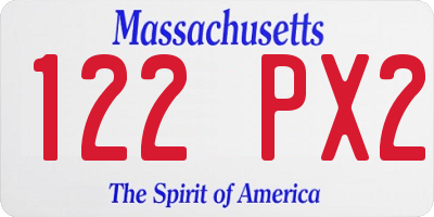 MA license plate 122PX2