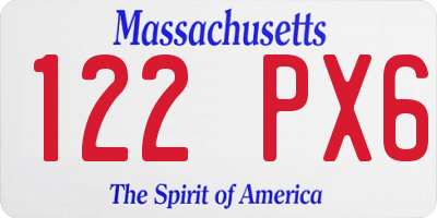 MA license plate 122PX6