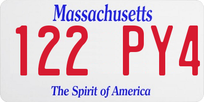 MA license plate 122PY4