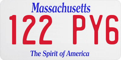 MA license plate 122PY6