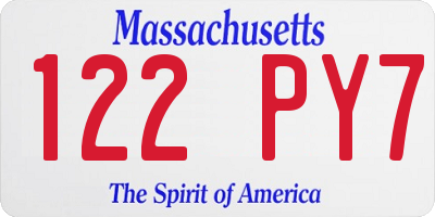 MA license plate 122PY7