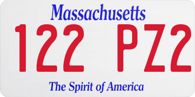 MA license plate 122PZ2