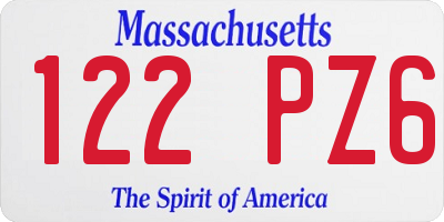 MA license plate 122PZ6