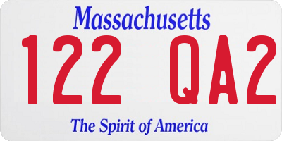 MA license plate 122QA2