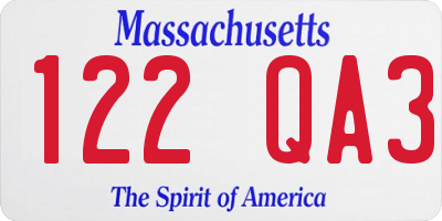 MA license plate 122QA3