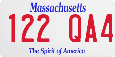 MA license plate 122QA4