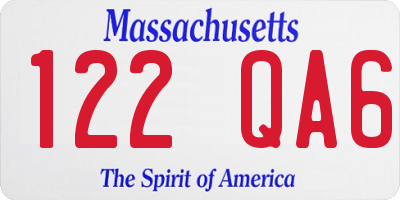 MA license plate 122QA6