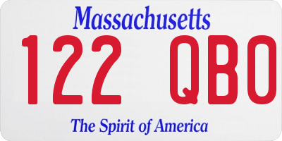 MA license plate 122QB0