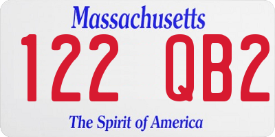 MA license plate 122QB2
