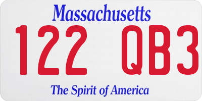 MA license plate 122QB3
