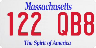 MA license plate 122QB8