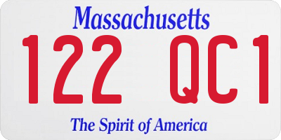 MA license plate 122QC1