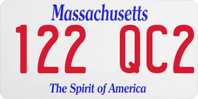 MA license plate 122QC2