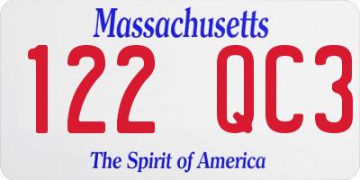 MA license plate 122QC3