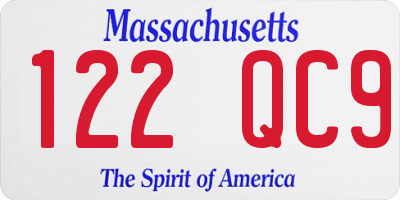 MA license plate 122QC9
