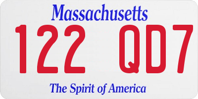 MA license plate 122QD7