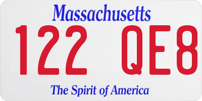 MA license plate 122QE8
