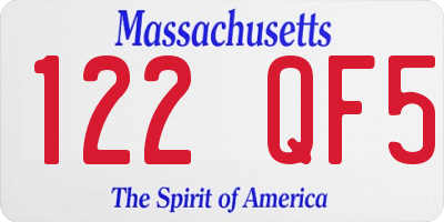 MA license plate 122QF5
