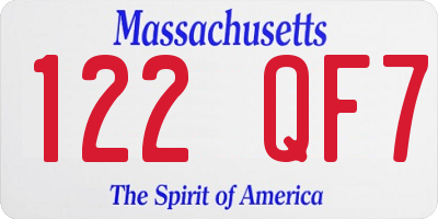 MA license plate 122QF7