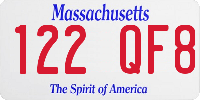 MA license plate 122QF8