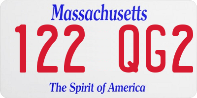 MA license plate 122QG2
