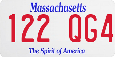 MA license plate 122QG4