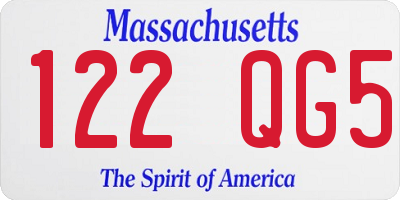 MA license plate 122QG5