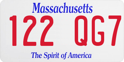 MA license plate 122QG7