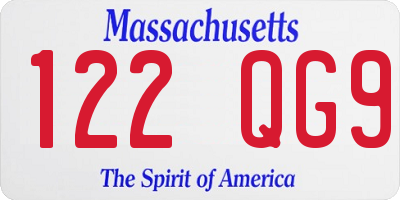 MA license plate 122QG9