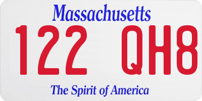 MA license plate 122QH8