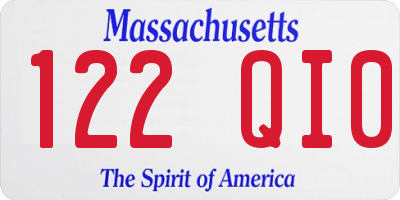 MA license plate 122QI0